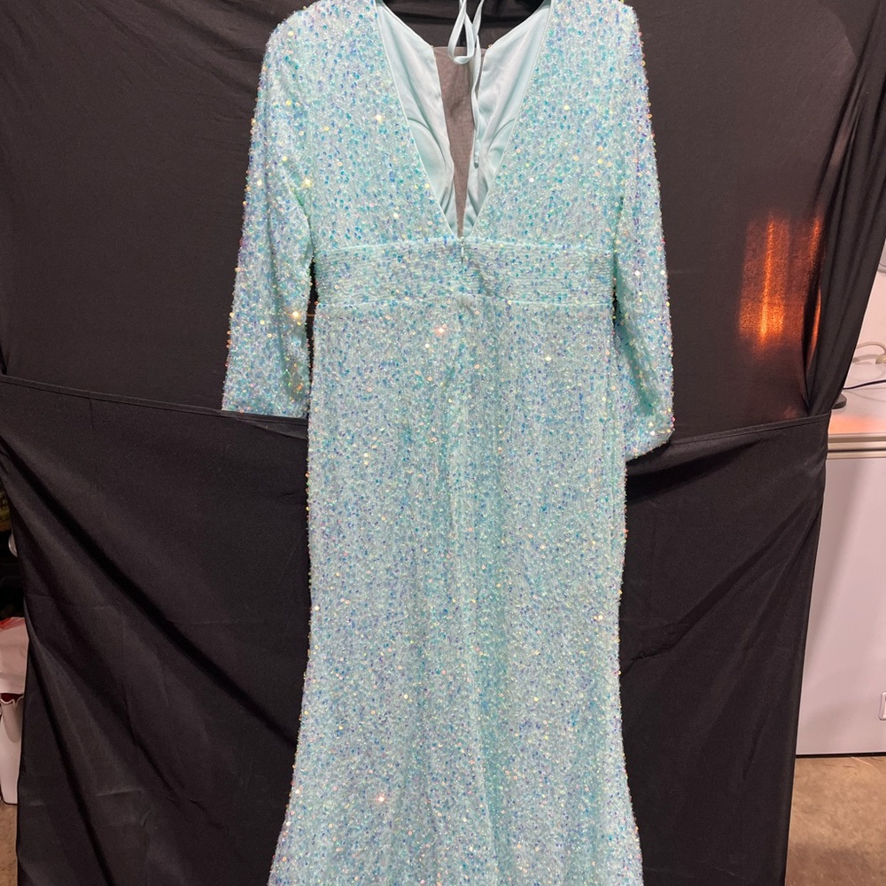 Fashion Nova Light Blue Sequin Maxi Dress